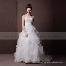 Glamorous Sweet Heart Lace & Beads On The Bodice Ruffle Bottom Wedding Dress With Chapel Train